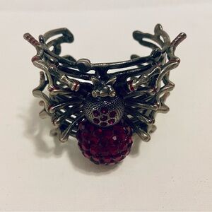 Red Rhinestone Spider Cuff Bracelet. Missing 1 Rhinestone, Last Picture.